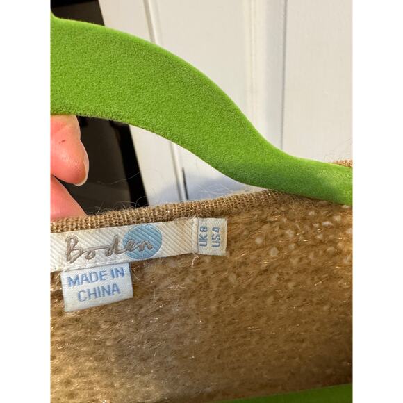 Boden Mohair blend chanel style Jacket sweater Camel color w/gold thread size 8 - Picture 3 of 5